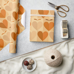 Retro 70er Herzen Valentinstag-Geschenkpapier - Gr Geschenkpapier