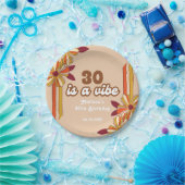 Retro 70er Hippie Blume 30. Geburtstag Pappteller (Party)