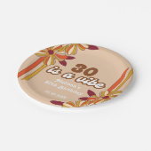 Retro 70er Hippie Blume 30. Geburtstag Pappteller (Schrägansicht)
