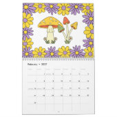 Retro 70er Hippie Groovy Mushroom & Blume Kalender (Feb 2027)