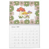 Retro 70er Hippie Groovy Mushroom & Blume Kalender (Jan 2027)