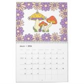 Retro 70er Hippie Groovy Mushroom & Blume Kalender (Mär 2026)