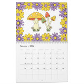 Retro 70er Hippie Groovy Mushroom & Blume Kalender (Feb 2026)