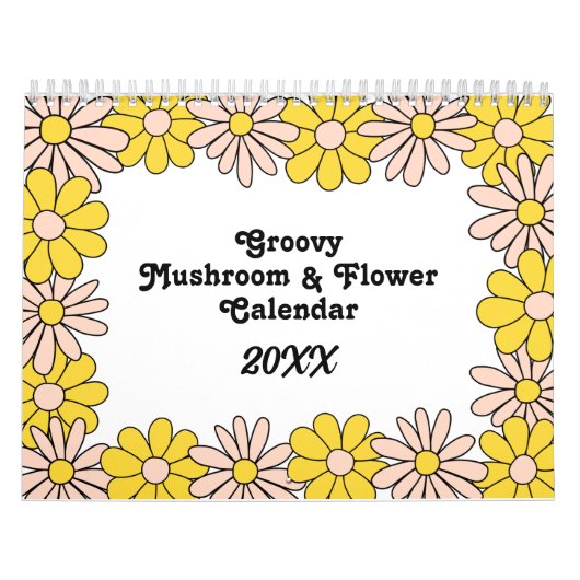 Retro 70er Hippie Groovy Mushroom & Blume Kalender (Titelbild)