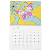 Retro 70er Hippie Groovy Wave Butterfly Kalender (Mär 2026)