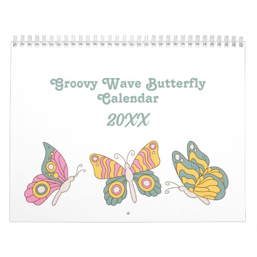 Retro 70er Hippie Groovy Wave Butterfly Kalender (Titelbild)