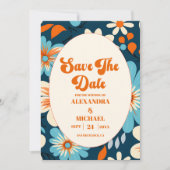 Retro 70er Hochzeit Save The Date (Vorderseite)