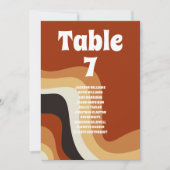 Retro 70er Hochzeitkarten-Tischnummer (Vorderseite)