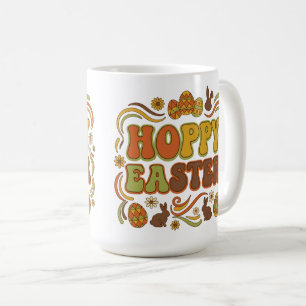 Retro 70er Hoppy Oster-Typografie Vintage Kaffeetasse