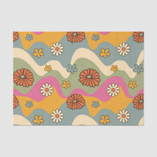 Retro-70er Inspiriert Blumendekoupage Seidenpapier