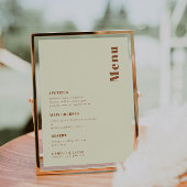 Retro 70er inspiriert Orange Wedding Menu Einladung