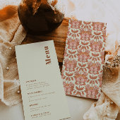 Retro 70er inspiriert Orange Wedding Menu Menükarte
