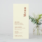 Retro 70er inspiriert Orange Wedding Menu Menükarte (Stehend Vorderseite)