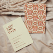 Retro 70er inspiriert Orange Wedding Speichern Sie Einladung