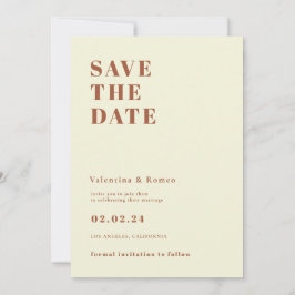 Retro 70er inspiriert Orange Wedding Speichern Sie Einladung