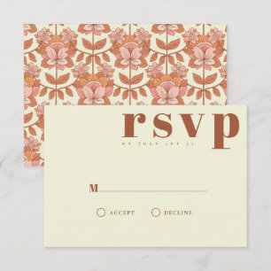 Retro-70er inspiriert RSVP-Hochzeitkarte RSVP Karte