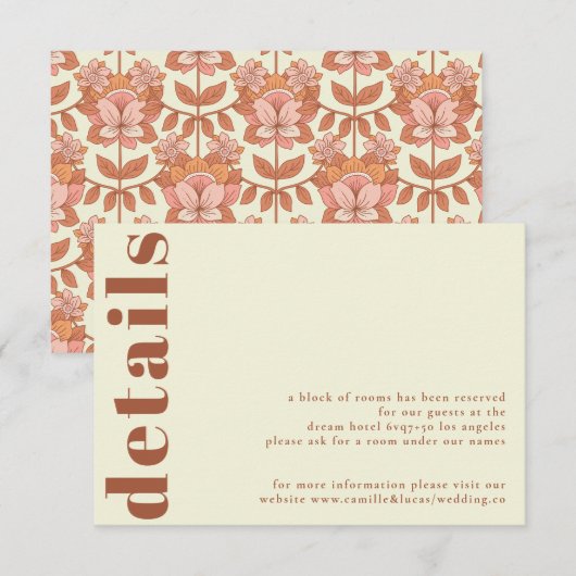 Retro-70er inspirierte Hochzeitskarte RSVP Karte (Vorne/Hinten)