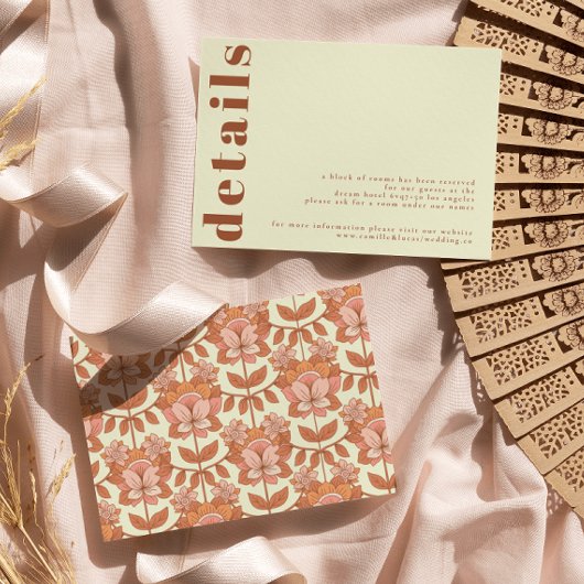 Retro-70er inspirierte Hochzeitskarte RSVP Karte