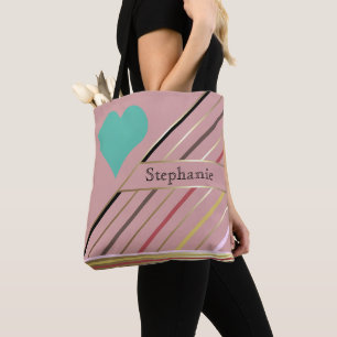 Retro 70er Inspirierte Streifen Rose und Gold Tasche