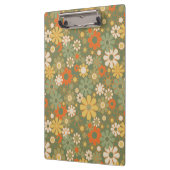 Retro 70er Jahre Blumen-Boho-Muster Klemmbrett (Links)