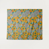 Retro 70er Jahre Blumen-Patchwork-Muster Wandteppich (Vorderseite (Horizontal))