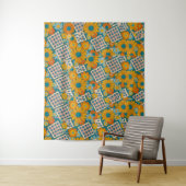 Retro 70er Jahre Blumen-Patchwork-Muster Wandteppich (Beispiel)