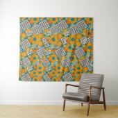 Retro 70er Jahre Blumen-Patchwork-Muster Wandteppich (Beispiel (Horizontal))