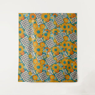 Retro 70er Jahre Blumen-Patchwork-Muster Wandteppich
