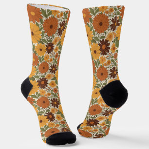 Retro-70er-Jahre-Blumenmuster Socken