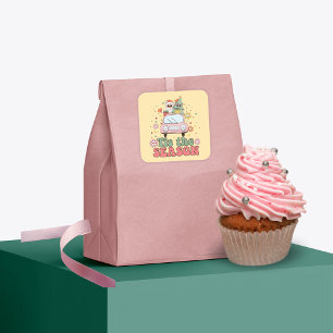 Retro 70er Jahre Dies ist die Jahreszeit Niedliche Quadratischer Aufkleber