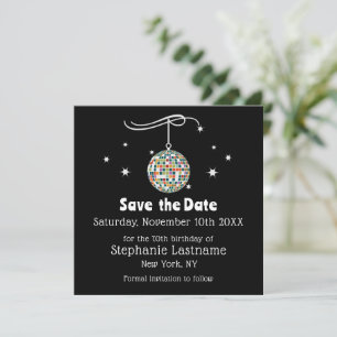Retro-70er-Jahre-Disco-70.-Geburtstagsfeier in Sch Save The Date