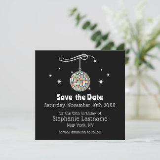 Retro-70er-Jahre-Disco-70.-Geburtstagsfeier in Sch Save The Date