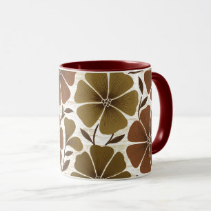 Retro 70er Jahre Erdiges Blumenmuster Warmes Herbs Tasse