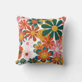 Retro 70er Jahre farbenfrohe Hippie-Blume Kissen