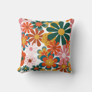 Retro 70er Jahre farbenfrohe Hippie-Blume Kissen
