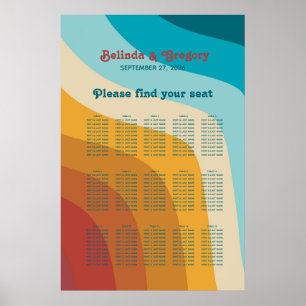 Retro 70er Jahre farbenfrohe Rainbow-Hochzeitstabe Poster