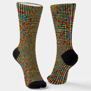 Retro 70er Jahre Farbige Op Art Kreise Crew Socken