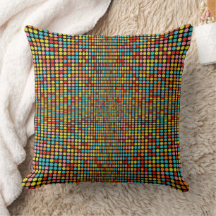 Retro-70er-Jahre-Farbige-Op-Art-Kreise-Wurfkissen Kissen
