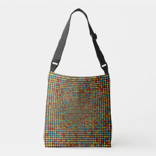 Retro 70er Jahre Farbiger Op Art Punkte Umhängetas Tragetaschen Mit Langen Trägern