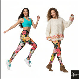 Retro 70er Jahre Floral Groovy Gänseblümchen Hinte Leggings