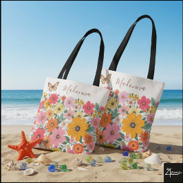 Retro 70er Jahre Floral Groovy Gänseblümchen Hinte Tasche