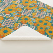 Retro 70er Jahre Floral Patchwork-Muster Sherpadecke (3/4)