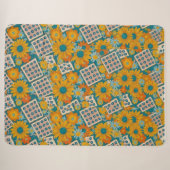 Retro 70er Jahre Floral Patchwork-Muster Sherpadecke (Vorderseite (Horizontal))
