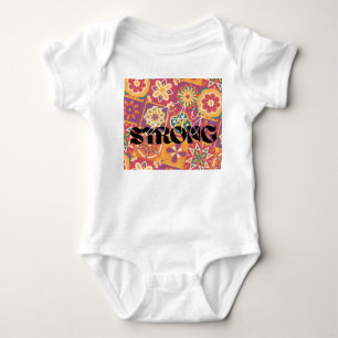 Retro 70er Jahre Florales Patchwork Stay Strong Äs Baby Strampler