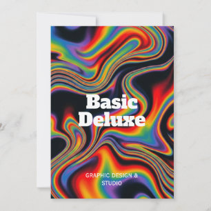 Retro 70er Jahre Fluid Regenbogenmarmor Abstrakte Einladung