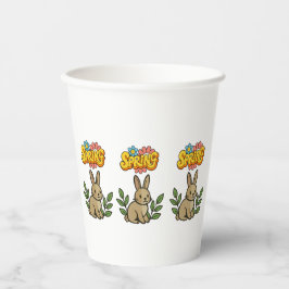 Retro 70er Jahre Frühling-Hasen Grafikdesign Pappbecher