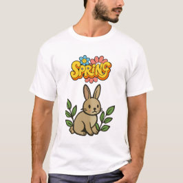 Retro-70er-Jahre-Frühlingshasen-Grafikdesign T-Shirt