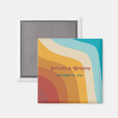 Retro 70er Jahre Gastgeschenk Hochzeit mit farbenf Magnet (Vorderseite/Rückseite)