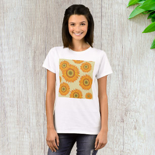 Retro 70er Jahre Gelbes Sonnenblumen-Blumenmuster T-Shirt