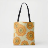Retro 70er Jahre Gelbes Sonnenblumen-Blumenmuster Tasche (Vorderseite)